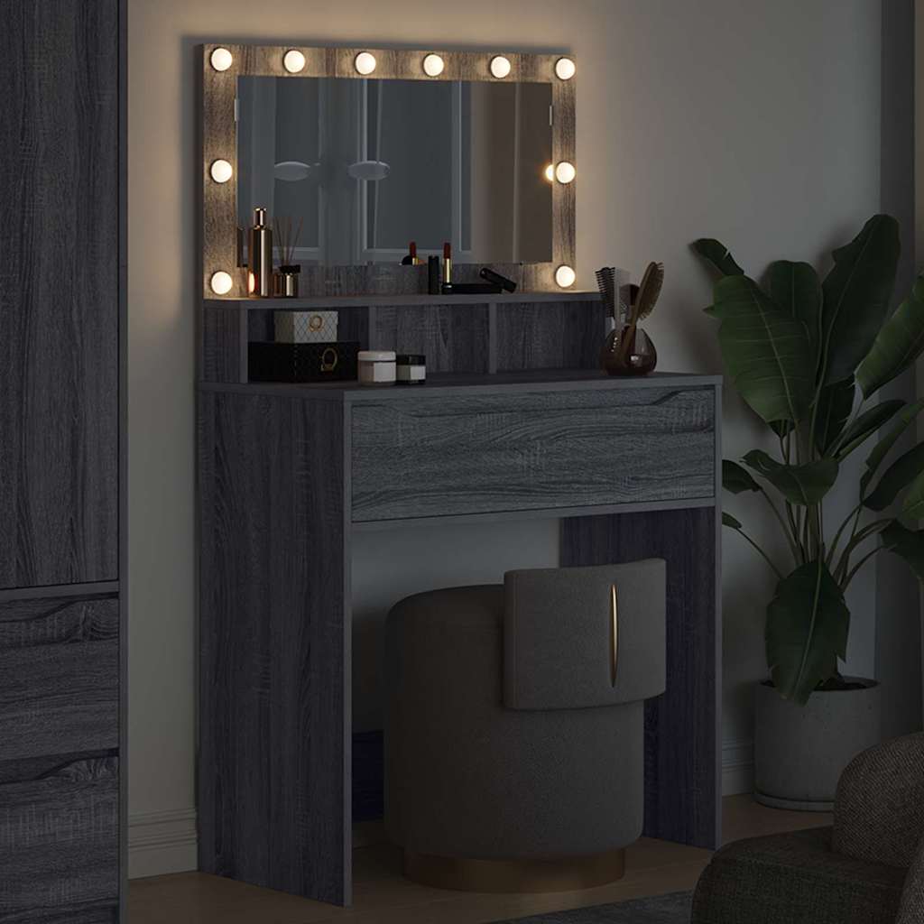 vidaXL Schlafzimmer-Frisiertische Graues Sonoma 80 x 39,6 x 135 cm