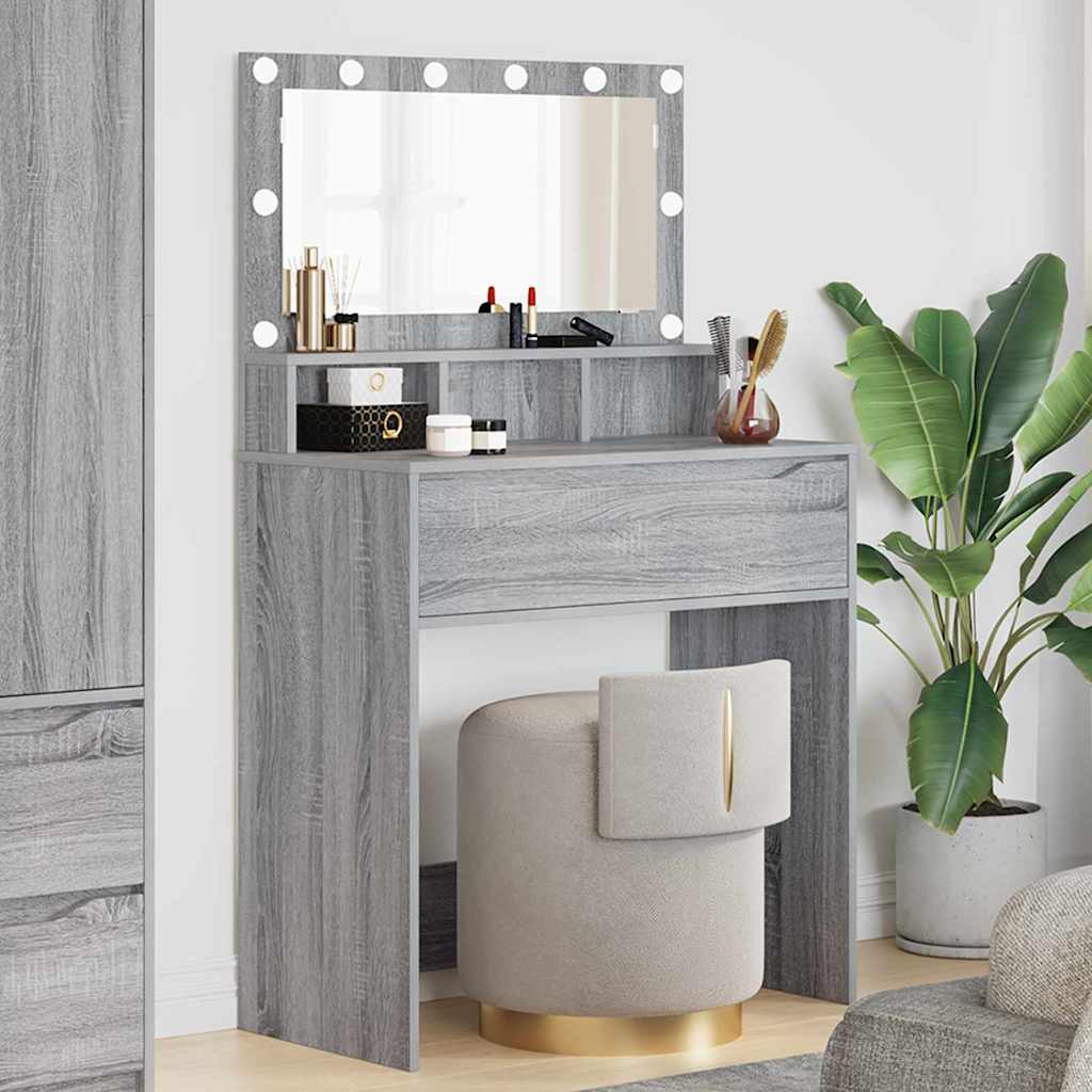 vidaXL Schlafzimmer-Frisiertische Graues Sonoma 80 x 39,6 x 135 cm