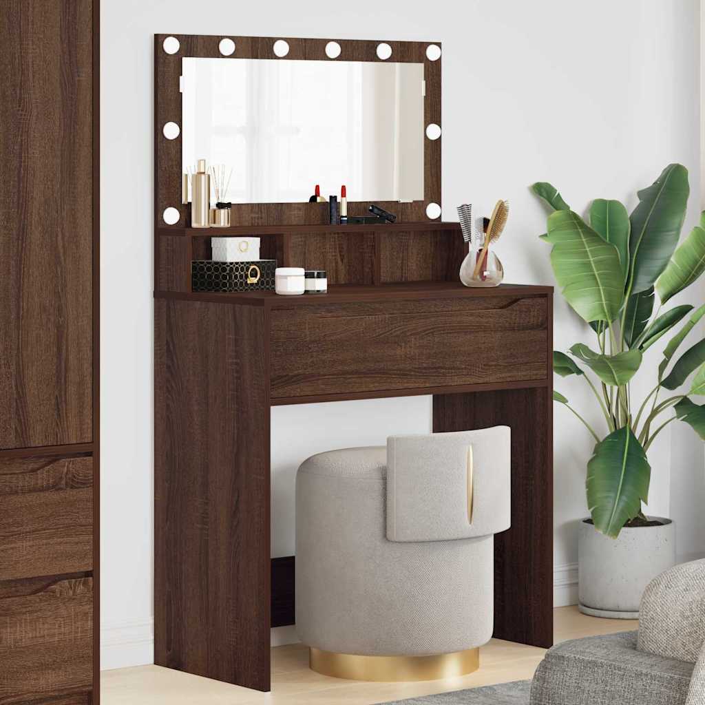 vidaXL Schlafzimmer-Frisiertische mit Schubladen Braun Eichen-Optik