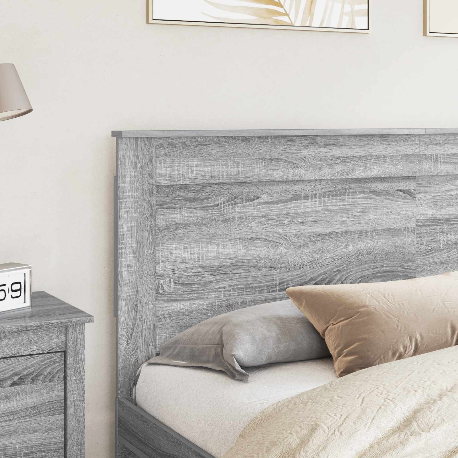 vidaXL Kopfteil mit Kopfteil Graues Sonoma 200 cm Holzwerkstoff