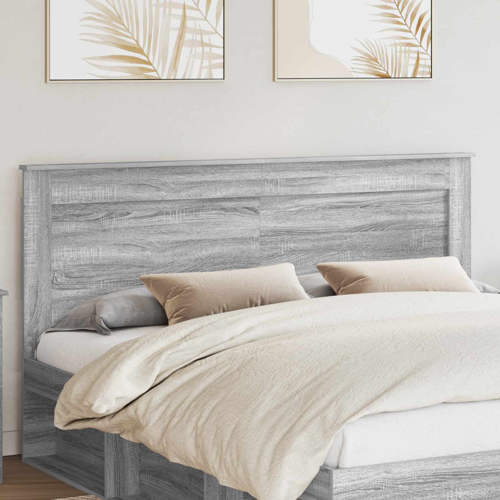 vidaXL Kopfteil mit Kopfteil Graues Sonoma 200 cm Holzwerkstoff