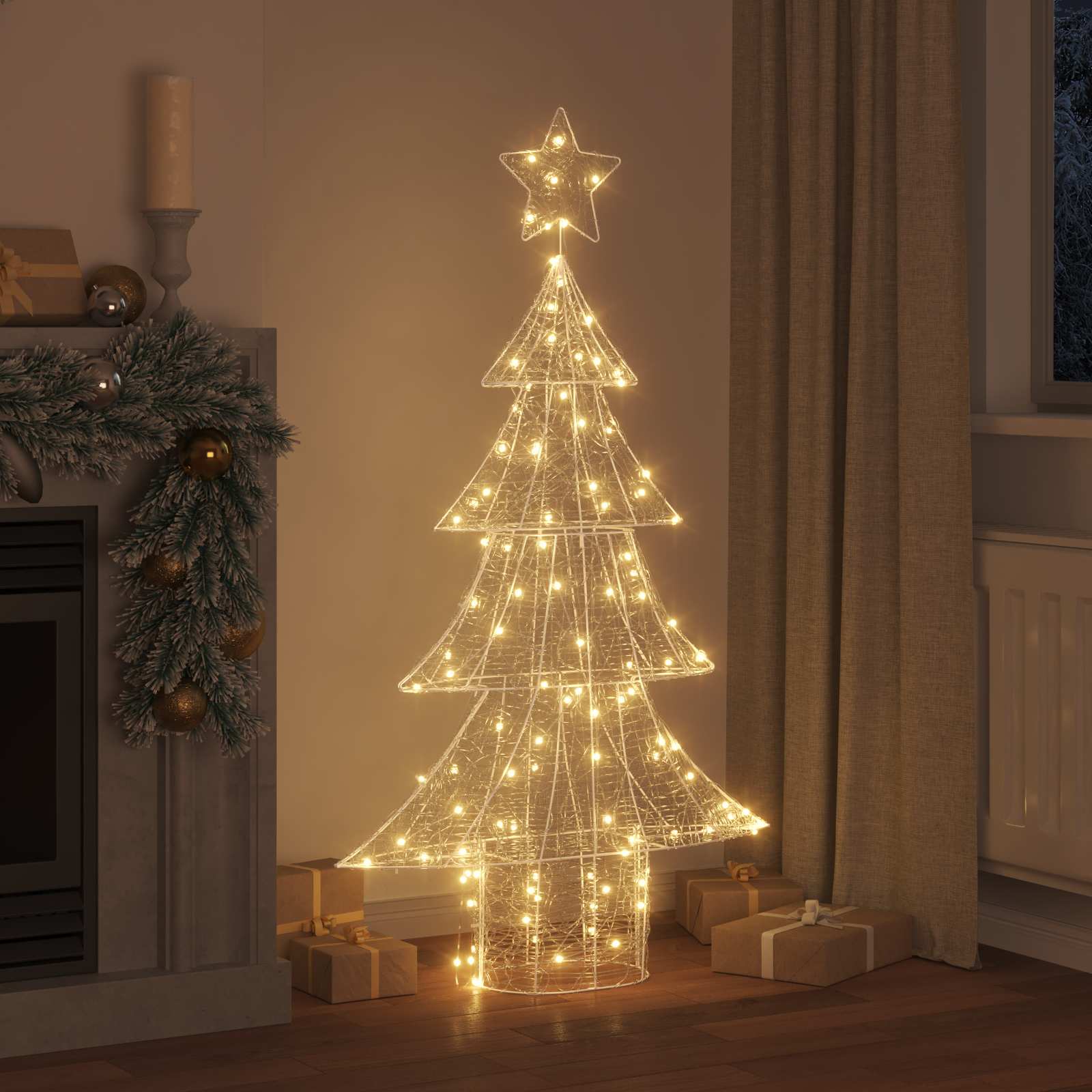 vidaXL Weihnachtsbaum mit 160 LEDs Warmweiß 150 cm Acryl