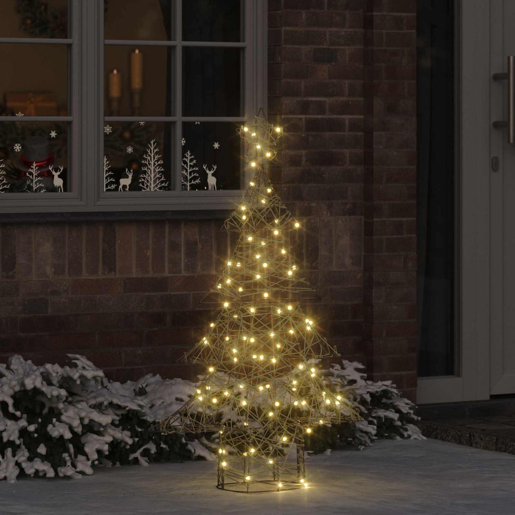 vidaXL Weihnachtsbaum mit 120 LEDs Warmweiß 150 cm Rattan