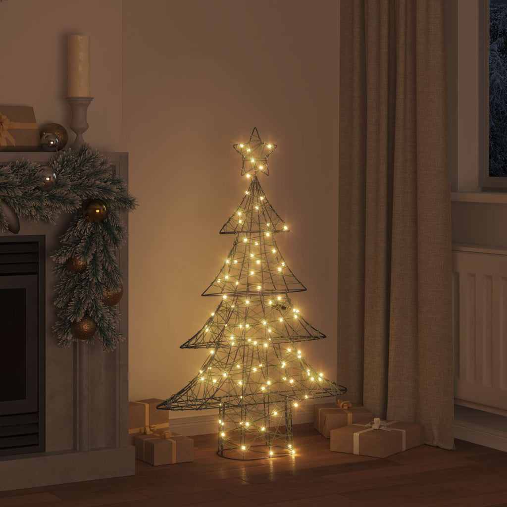 vidaXL Weihnachtsbaum mit 120 LEDs Warmweiß 150 cm Rattan