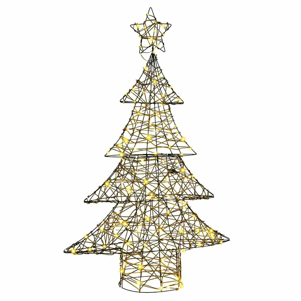 vidaXL Weihnachtsbaum mit 120 LEDs Warmweiß 150 cm Rattan
