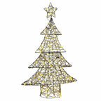 vidaXL Weihnachtsbaum mit 120 LEDs Warmweiß 150 cm Rattan