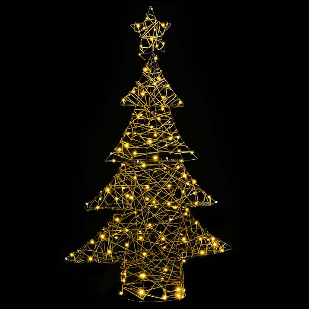 vidaXL Weihnachtsbaum mit 120 LEDs Warmweiß 150 cm Rattan