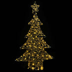 vidaXL Weihnachtsbaum mit 120 LEDs Warmweiß 150 cm Rattan