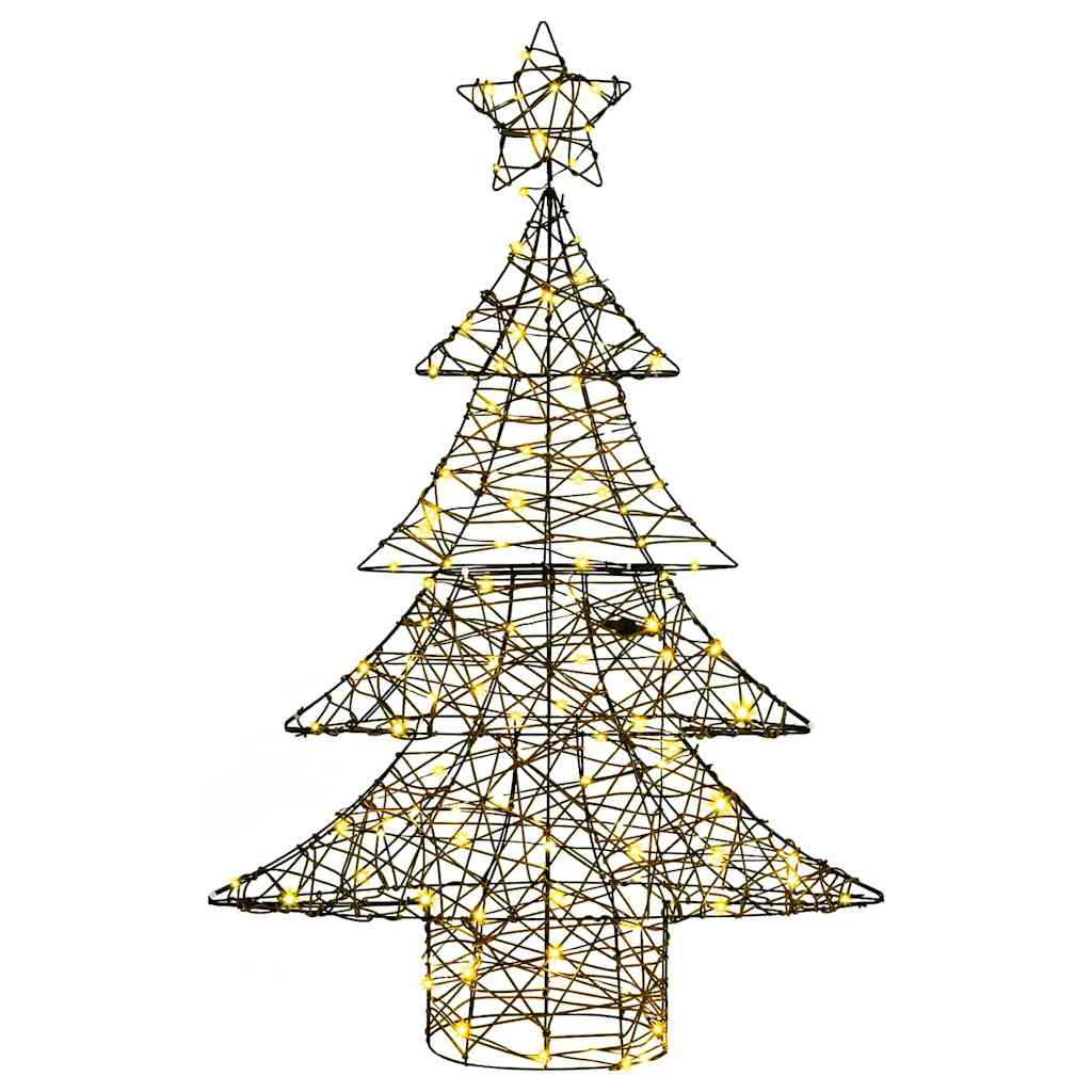 vidaXL Weihnachtsbaum mit 120 LEDs Warmweiß 150 cm Rattan