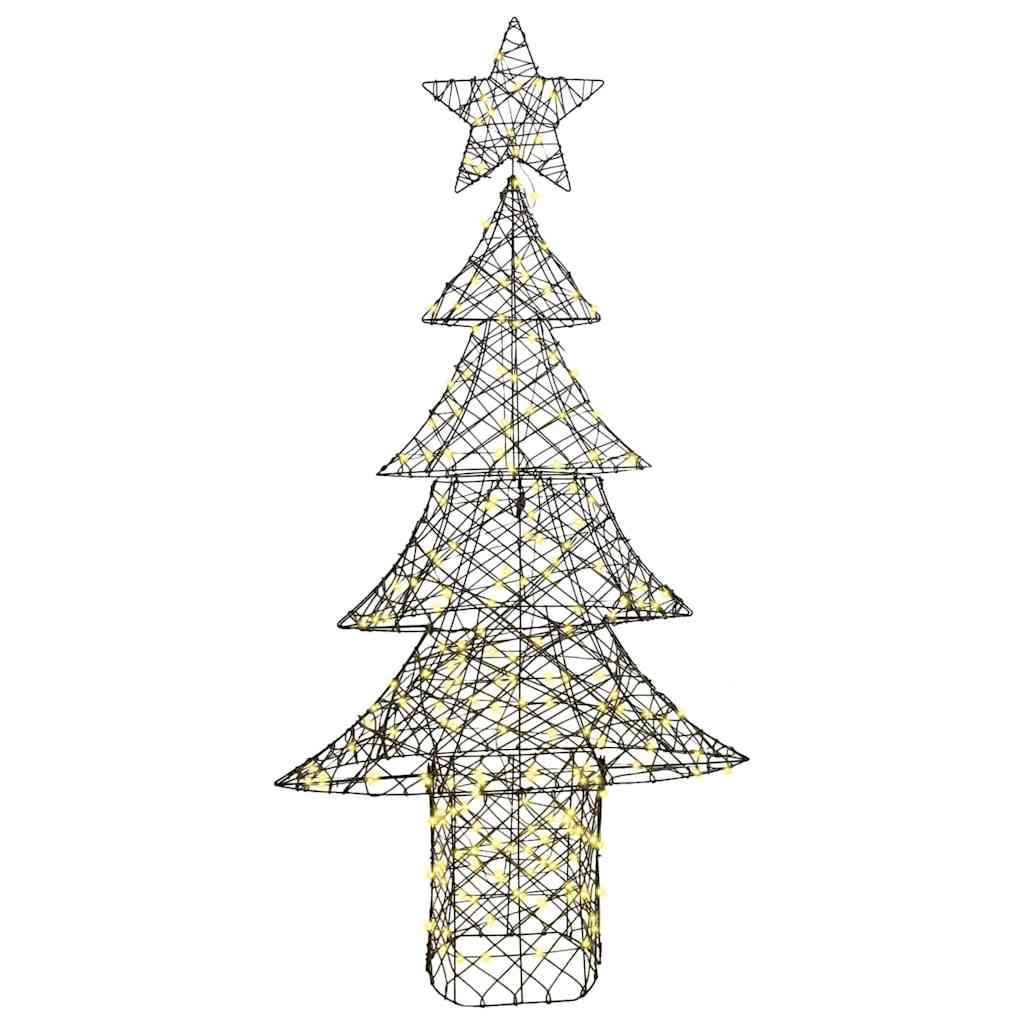 vidaXL Weihnachtsbaum mit 240 LEDs Warmweiß 180 cm Rattan