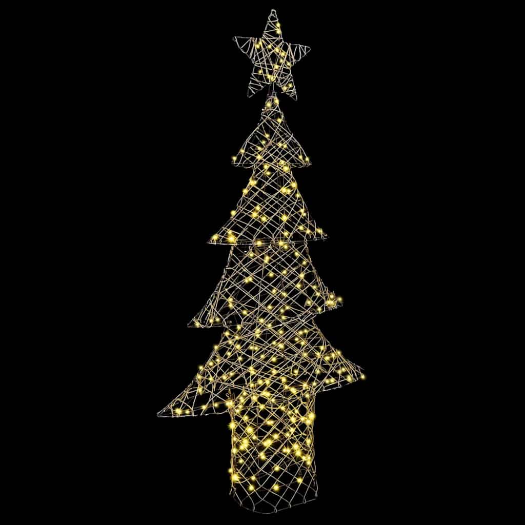 vidaXL Weihnachtsbaum mit 240 LEDs Warmweiß 180 cm Rattan