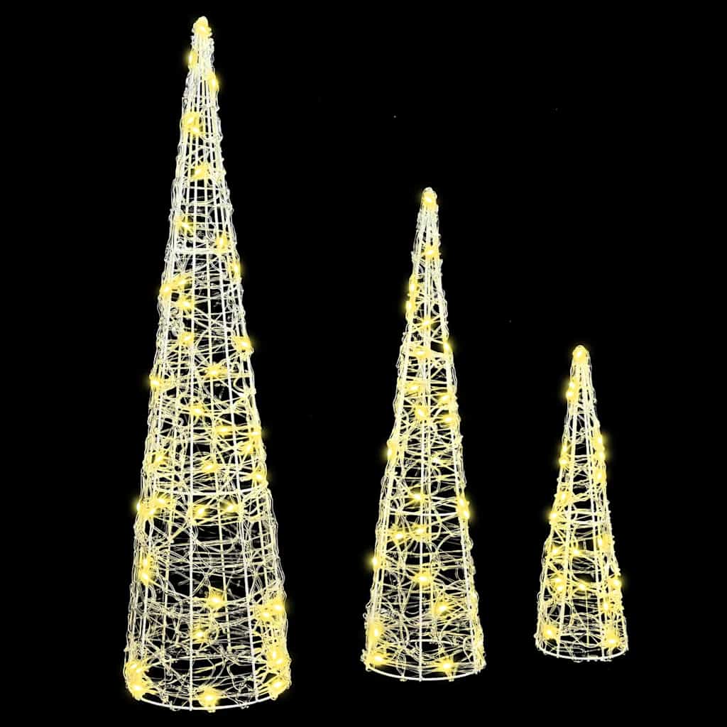 vidaXL Weihnachtsbaum mit 90 LEDs 3 pcs Warmweiß 20 x 20 x 80 cm Acryl