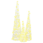 vidaXL Weihnachtsbaum mit 90 LEDs 3 pcs Warmweiß 20 x 20 x 80 cm Acryl