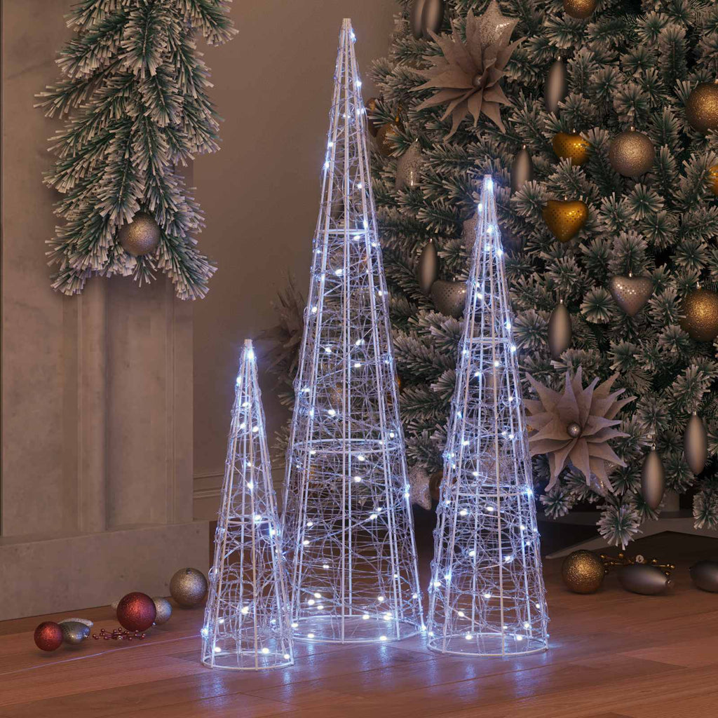 vidaXL Weihnachtsbaum mit 90 LEDs 3 pcs Kaltweiß 20 x 20 x 80 cm Acryl