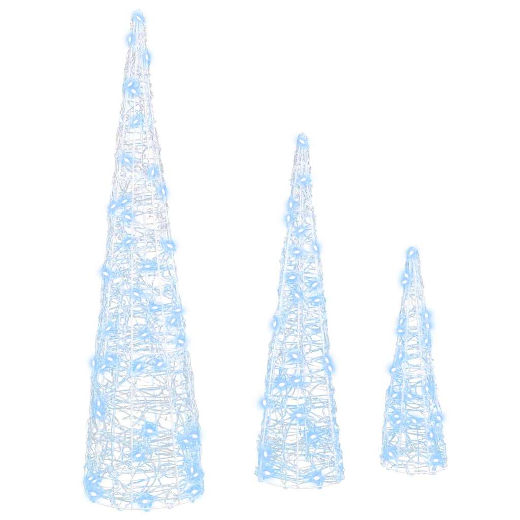 vidaXL Weihnachtsbaum mit 90 LEDs 3 pcs Kaltweiß 20 x 20 x 80 cm Acryl