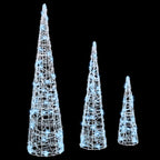 vidaXL Weihnachtsbaum mit 90 LEDs 3 pcs Kaltweiß 20 x 20 x 80 cm Acryl