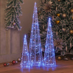 vidaXL Weihnachtsbaum mit 90 LEDs 3 pcs Blau 20 x 20 x 80 cm Acryl