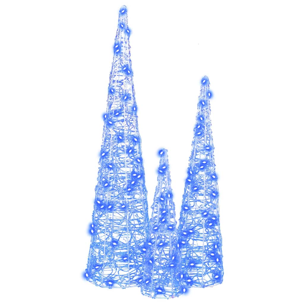 vidaXL Weihnachtsbaum mit 90 LEDs 3 pcs Blau 20 x 20 x 80 cm Acryl