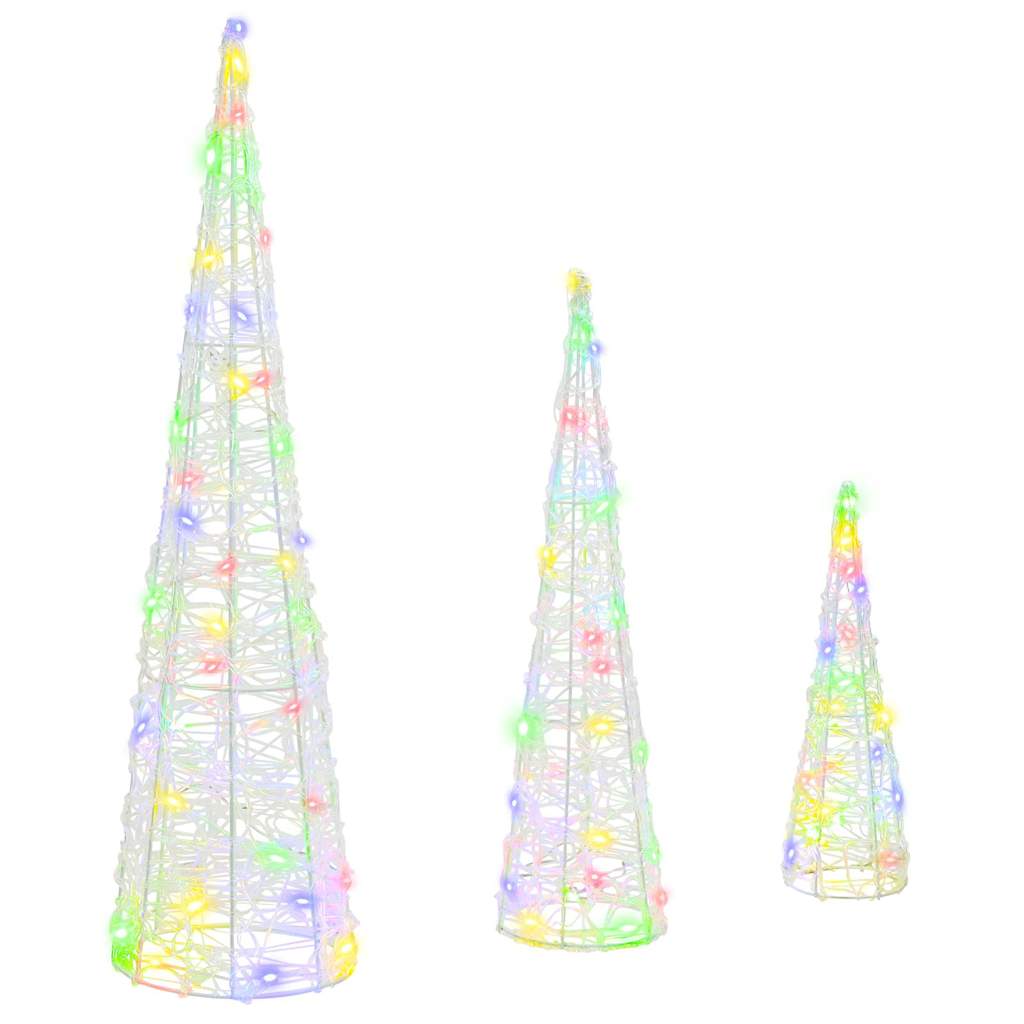 vidaXL Weihnachtsbaum 3 pcs Mehrfarbig 20 x 20 x 80 cm Acryl
