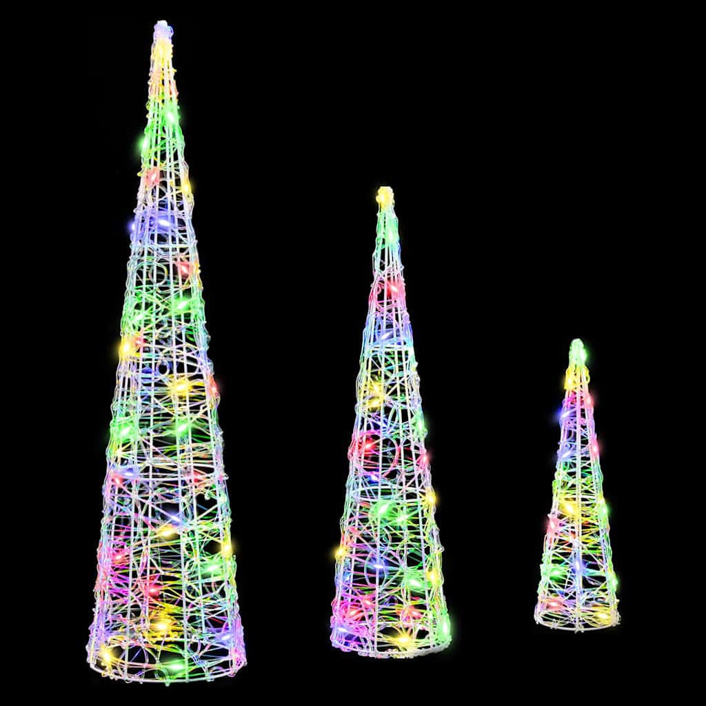 vidaXL Weihnachtsbaum 3 pcs Mehrfarbig 20 x 20 x 80 cm Acryl