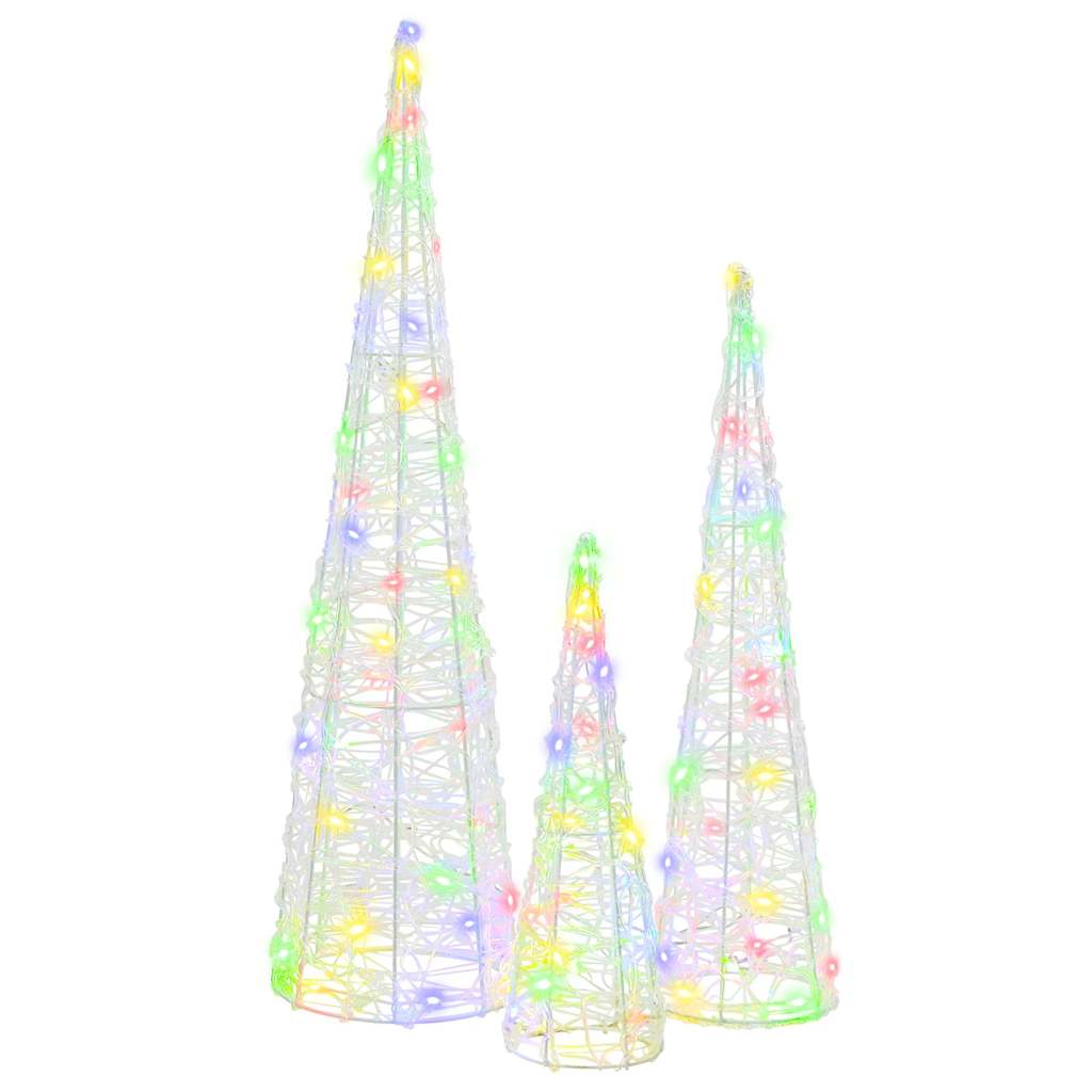 vidaXL Weihnachtsbaum 3 pcs Mehrfarbig 20 x 20 x 80 cm Acryl