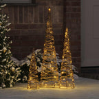 vidaXL Weihnachtsbaum 3 pcs Warmweiß 20 x 20 x 80 cm Rattan