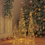 vidaXL Weihnachtsbaum 3 pcs Warmweiß 20 x 20 x 80 cm Rattan