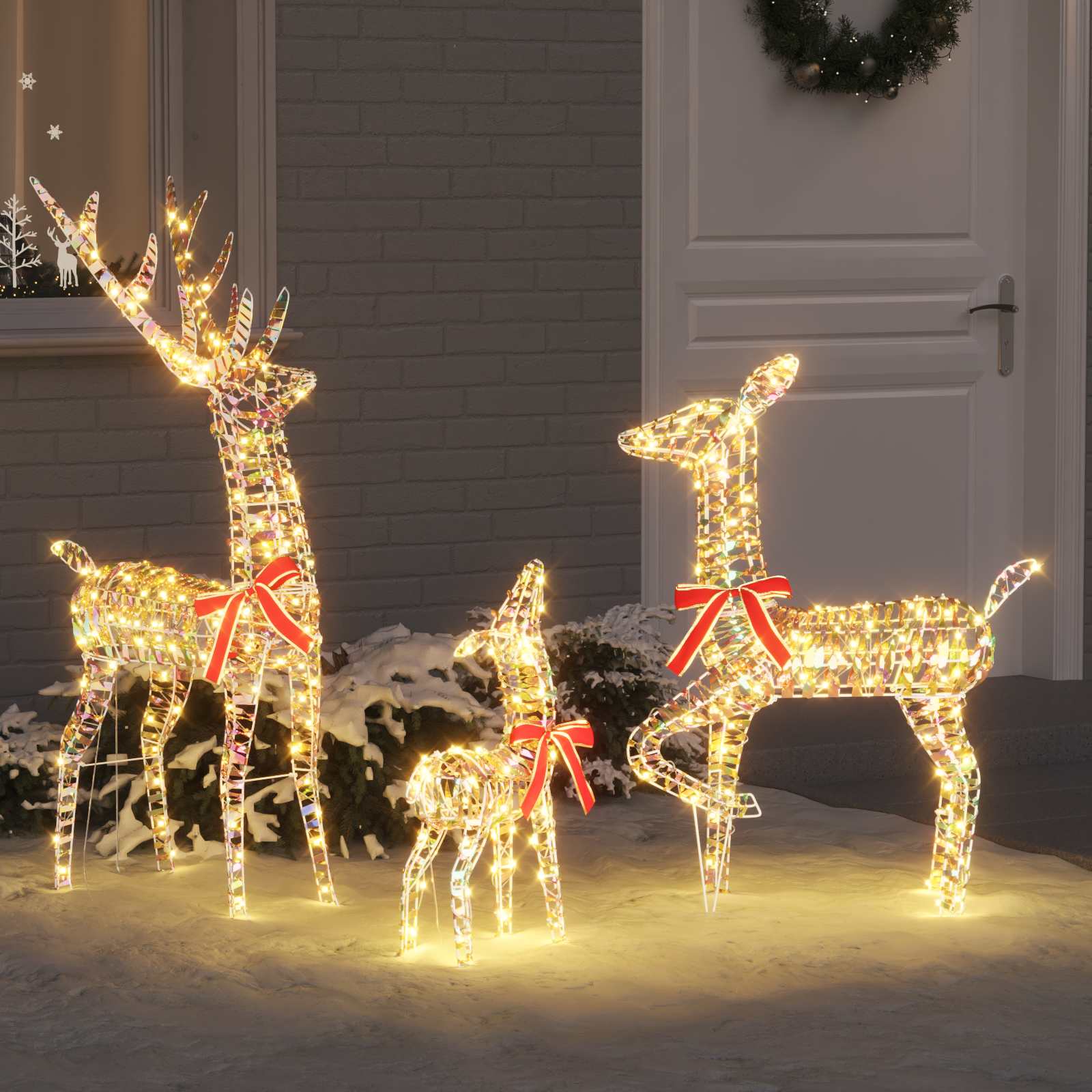 vidaXL Rentierfamilie mit 300 LEDs 3 pcs Warmweiß 67 x 26 x 127 cm PET