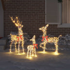 vidaXL Rentierfamilie mit 300 LEDs 3 pcs Warmweiß 67 x 26 x 127 cm PET