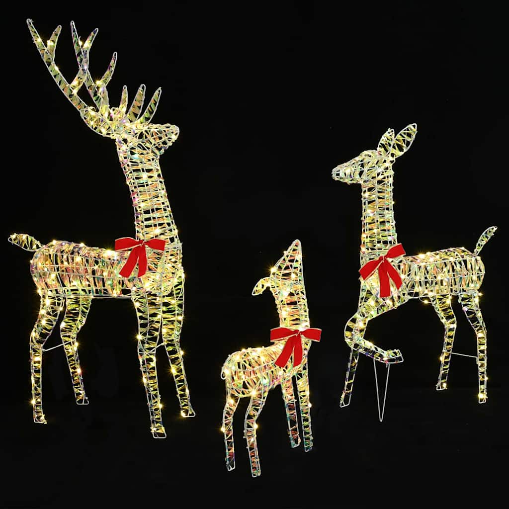vidaXL Rentierfamilie mit 300 LEDs 3 pcs Warmweiß 67 x 26 x 127 cm PET