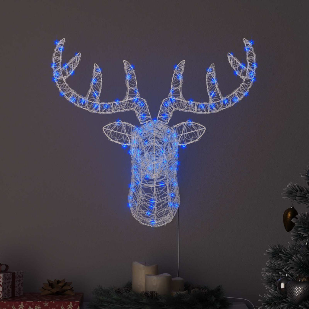 vidaXL Rentierkopf mit 140 LEDs Blau 68 x 36,5 x 62,5 cm Acryl