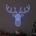 vidaXL Rentierkopf mit 140 LEDs Blau 68 x 36,5 x 62,5 cm Acryl