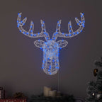 vidaXL Rentierkopf mit 140 LEDs Blau 68 x 36,5 x 62,5 cm Acryl