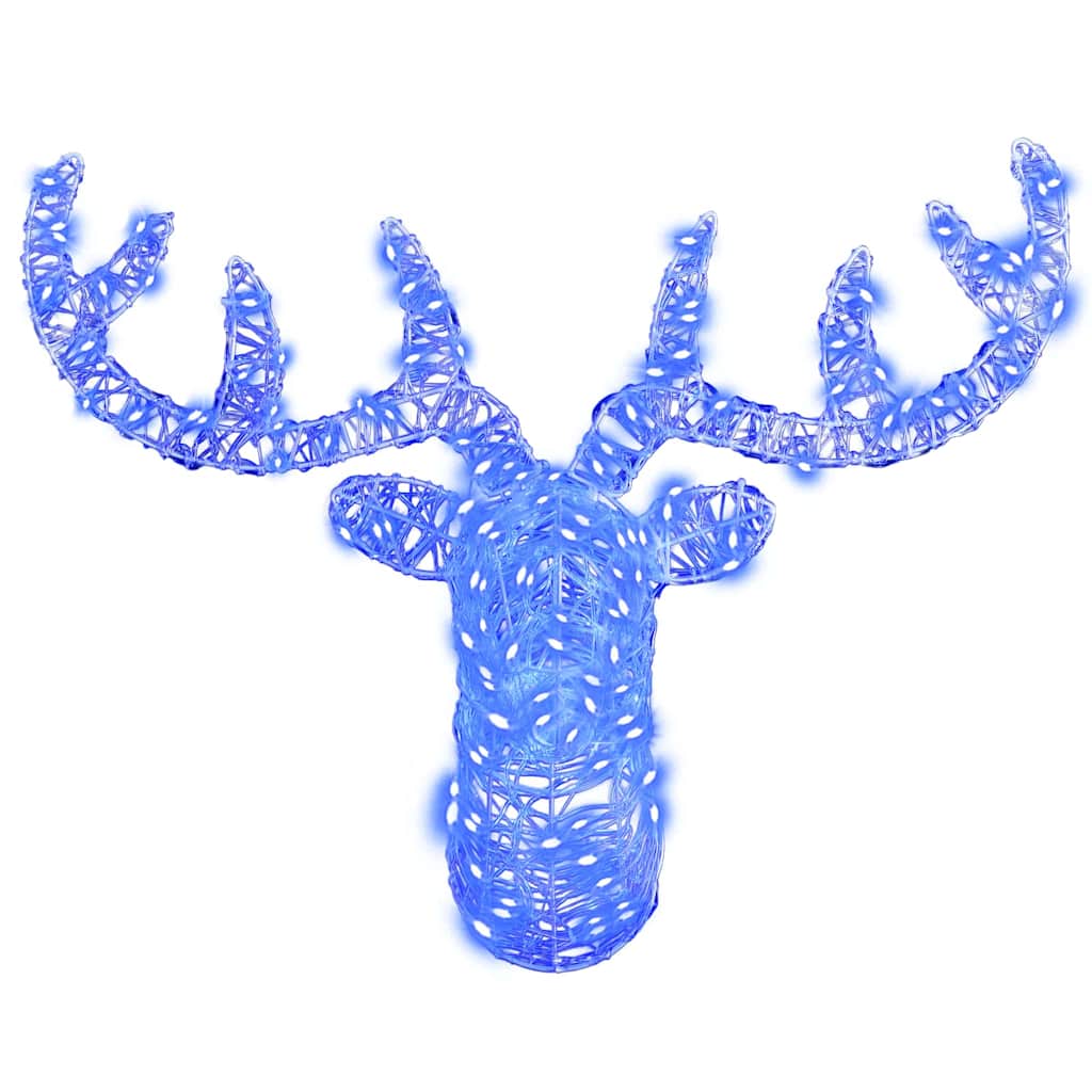 vidaXL Rentierkopf mit 140 LEDs Blau 68 x 36,5 x 62,5 cm Acryl