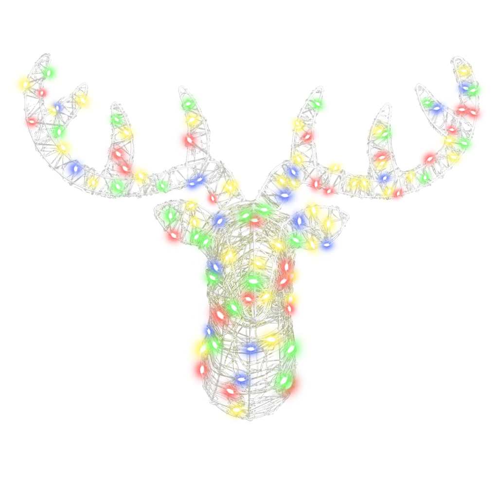 vidaXL Rentierkopf mit 140 LEDs Bunt 68 x 36,5 x 62,5 cm Acryl