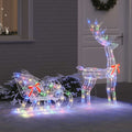 vidaXL Rentier Zieh Schlitten mit 200 LEDs Bunt 70 x 26 x 129 cm Acryl