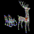 vidaXL Rentier Zieh Schlitten mit 200 LEDs Bunt 70 x 26 x 129 cm Acryl