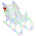 vidaXL Rentier Zieh Schlitten mit 200 LEDs Bunt 70 x 26 x 129 cm Acryl