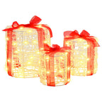 vidaXL Geschenkbox Dekoration 3 pcs Warmweiß 20 x 20 x 21 cm Acryl