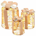 vidaXL Geschenkbox Dekoration 3 pcs Warmweiß 20 x 20 x 20 cm PET