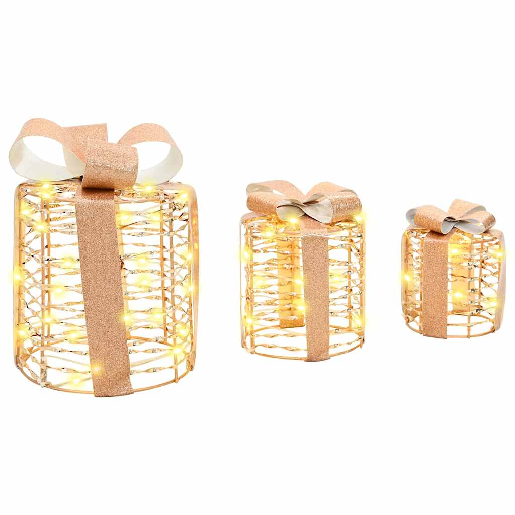 vidaXL Geschenkbox Dekoration 3 pcs Warmweiß 20 x 20 x 20 cm PET