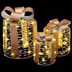 vidaXL Geschenkbox Dekoration 3 pcs Warmweiß 20 x 20 x 20 cm PET