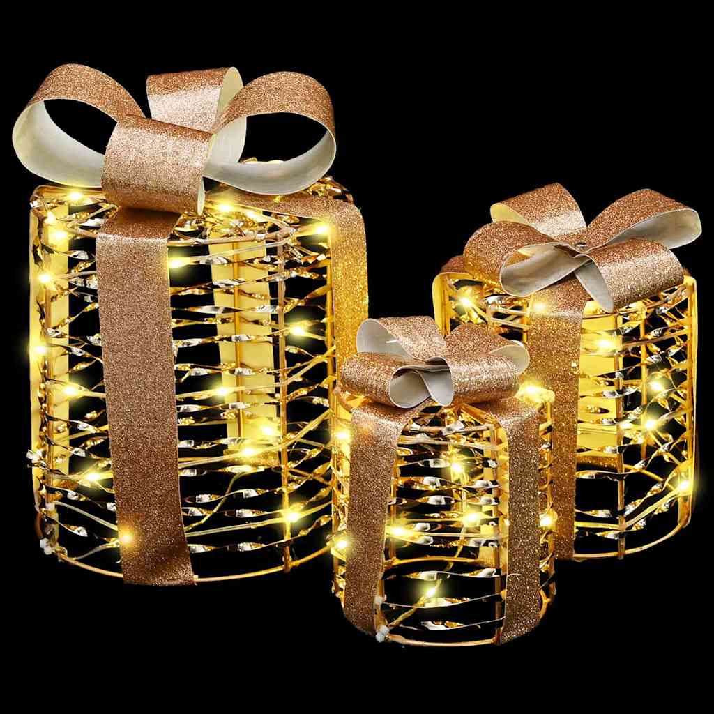vidaXL Geschenkbox Dekoration 3 pcs Warmweiß 20 x 20 x 20 cm PET