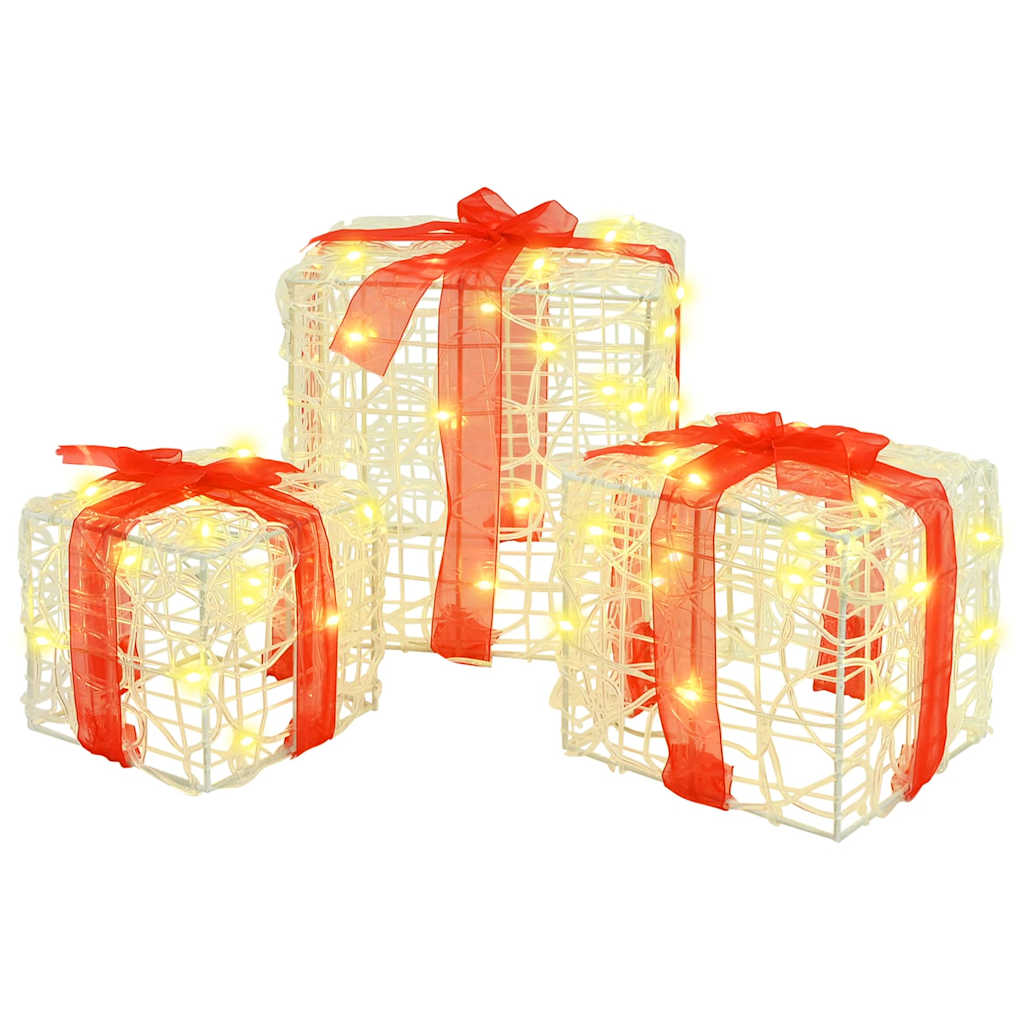 vidaXL Geschenkbox mit 60 LEDs 3 pcs Warmweiß 20 x 20 x 20 cm Acryl