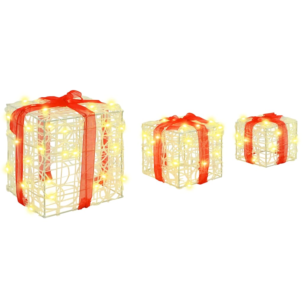 vidaXL Geschenkbox mit 60 LEDs 3 pcs Warmweiß 20 x 20 x 20 cm Acryl