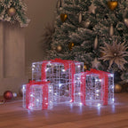 vidaXL Geschenkbox mit 60 LEDs 3 pcs Kaltweiß 20 x 20 x 20 cm Acryl