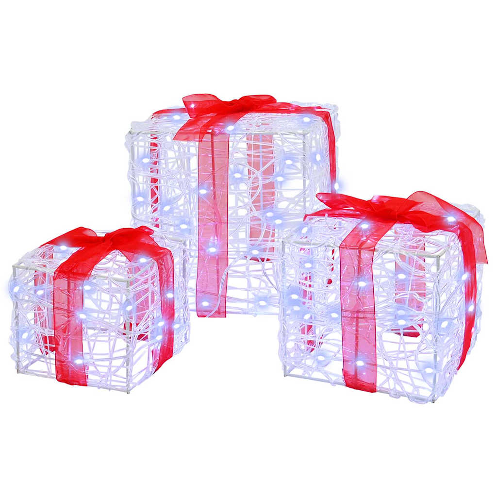 vidaXL Geschenkbox mit 60 LEDs 3 pcs Kaltweiß 20 x 20 x 20 cm Acryl