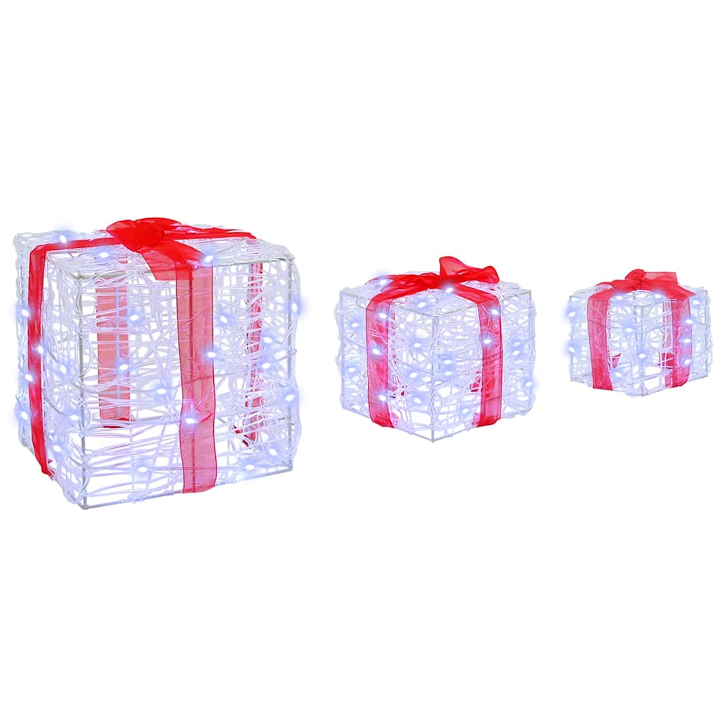 vidaXL Geschenkbox mit 60 LEDs 3 pcs Kaltweiß 20 x 20 x 20 cm Acryl