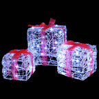 vidaXL Geschenkbox mit 60 LEDs 3 pcs Kaltweiß 20 x 20 x 20 cm Acryl