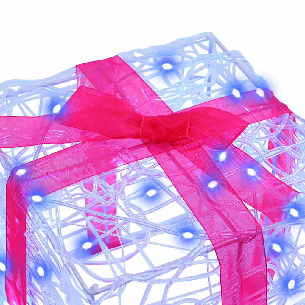 vidaXL Geschenkbox mit 60 LEDs 3 pcs Blau 20 x 20 x 20 cm Acryl